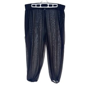Black Sheer Mesh Harem Pants Womens XL Jogger Beach Cover Up